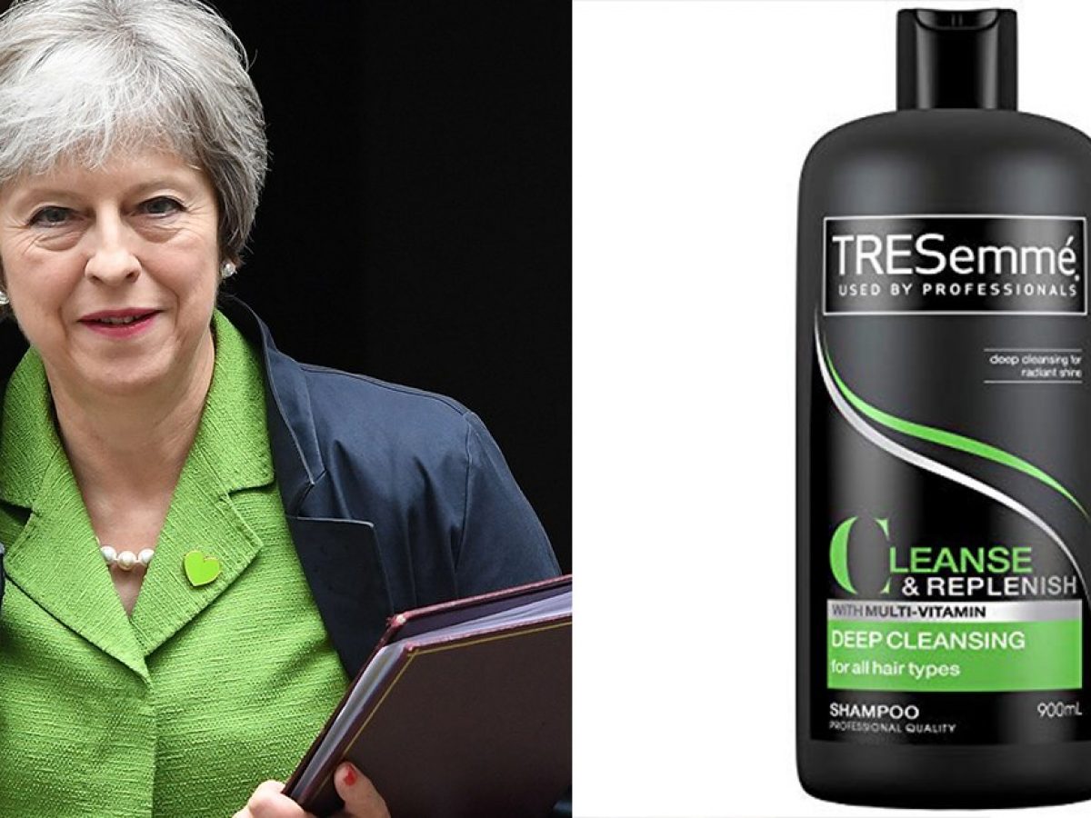 Here Are 9 Pictures Of Theresa May Dressed Like Bottles Of Tresemme